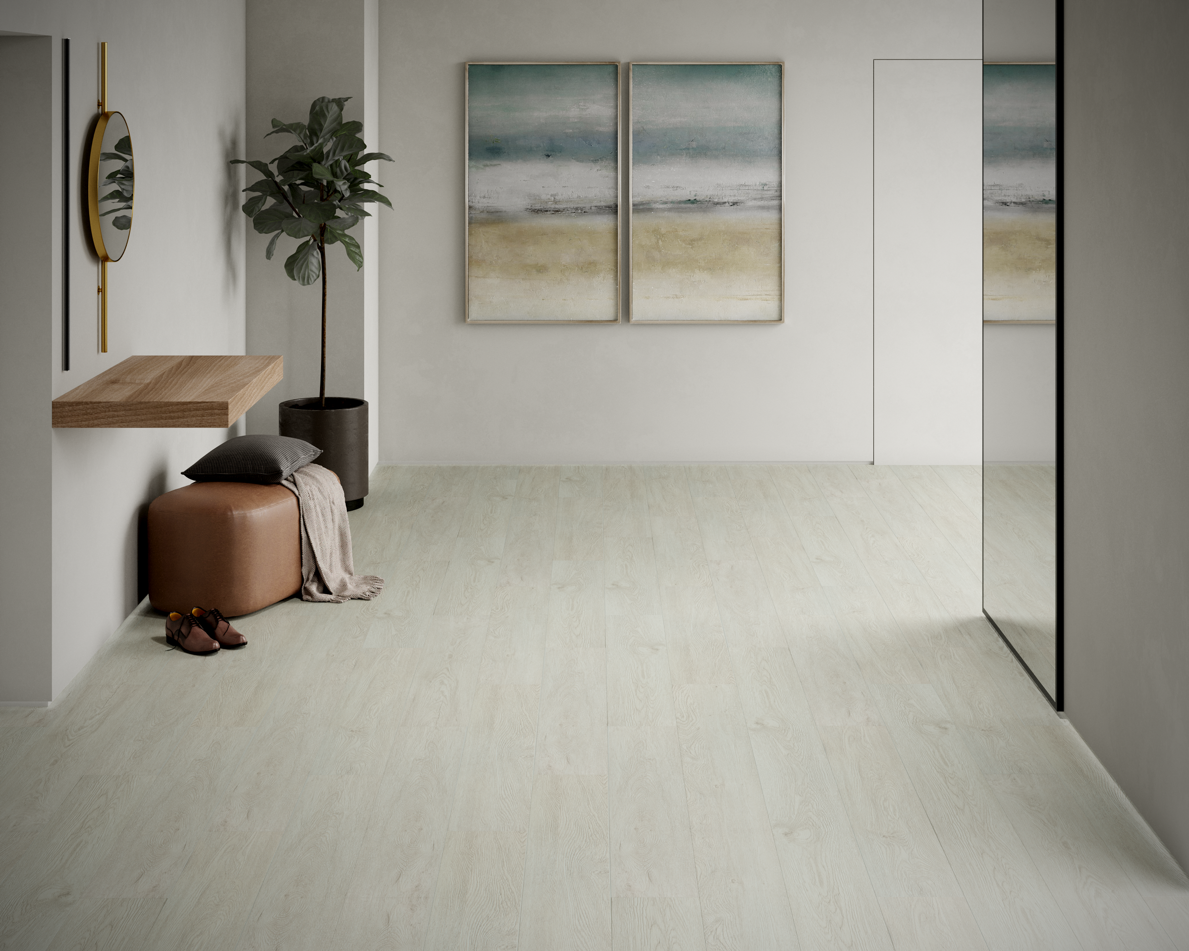 Кварцвиниловый SPC ламинат Art East Art Stone Optima Лиственница Жуан APT 35-12 900×150×3,5 фото в интерьере